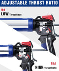Caulking Gun With Adjustable Flow For 10 Oz Tubes 18 To 1 High Thrust And 9 To 1 Low Flow Comfort Grip Sealant Gun details