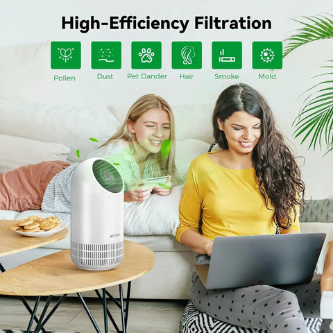 Replacement Filter For Air Purifier Fillo Halo Allo Series With Expanded Surface Area And 360 Degree Inlet on table with users nearby
