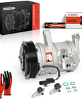 Air Conditioning Compressor With Clutch For Dodge Ram 1500 2004-2007, Dakota 2004-2007, Mitsubishi Raider 2006-2007 3.7L 4.7L V8 Engines, 10S17E, PAG100 Oil Prefilled 180 Ml, 6 Groove Pulley with package and accessories