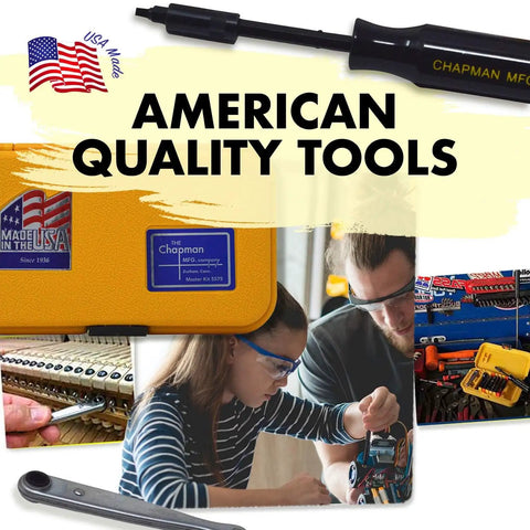 American quality tools shown with Master Screwdriver Set With 51 Insert Bits For Over 300 Tool Combos, USA made and hand assembled.