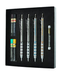 GraphGear 1000 Mechanical Pencil Gift Set With Refill Leads And Erasers, featuring dual action retractors and built-in lead hardness indicators.