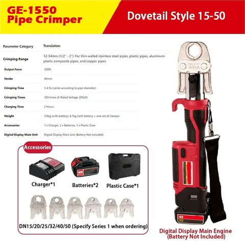 Heavy Duty Hydraulic Crimping Pliers With 5000mah Battery, 350 Degree Rotation Electric Pipe Press Tool Featuring OLED Screen.