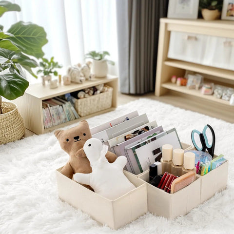 Slick Storage Setup 10 Pack Drawer Organizer Bin Set For Sorting Clothes And Underwear Foldable Closet Dividers In Beige That Keep Your Nursery And Bedroom Totally Neat Without The Clutter