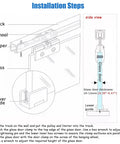 Installation diagram for Sliding Glass Barn Door Hardware Kit For Shower Doors With 3 Mm Aluminum Track And Stainless Steel Rollers No Squeak Ultra Quiet Smooth Glide Black Finish Fits 10 To 12 Mm Thick Doors 11.2 Ft Long Rail
