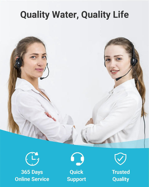 Two customer service representatives with headsets offering support for Gravity Water Filter Replacement For Berkey BB9 2 Black Carbon Filter.
