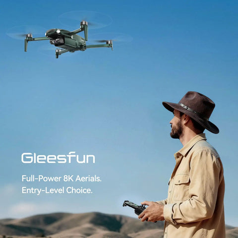 Man operating 4K Drone With 8K Photos 3 Axis Gimbal Ultra Stable GPS Beeper Cruise Control 20000ft Transmission Under 249g
