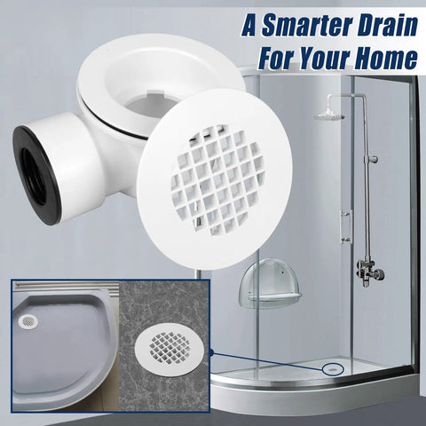 Slick Low Profile Side Outlet Shower Drain With Heavy Duty Perforated Strainer for vanishing tile showers and thin flooring.