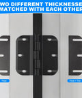 3.5 Inch Door Hinge Shim Kit With Pro Grade Plastic Spacers showing thick and thin shims for precise door alignment.
