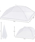 Outdoor Mesh Food Covers Set 10 Pack Pop Up Tents for Picnic and Camping, showing 40x24 and 17x17 sizes with dimensions.