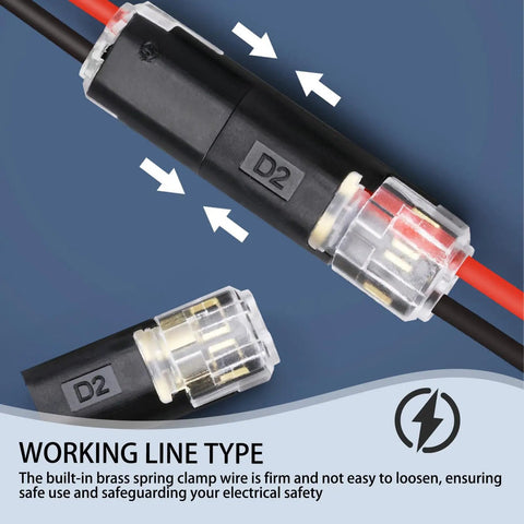 Two Pin LED Strip Light Connectors With Locking Buckle Quick Plug In Splice Clips for 22 18 AWG Wires Low Voltage Reusable Tool Free