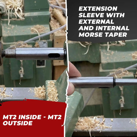 Pro Grade MT2 Extension Sleeve For External And Internal Morse Taper MT2 30mm Diameter By 175mm Length in workshop setting