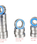Image of High Speed RC Bearing Kit with MR115 2RS 5x11x4mm, MR128 2RS 8x12x3.5mm, and MR105 2RS 5x10x4mm for Tamiya TT02 RC cars.