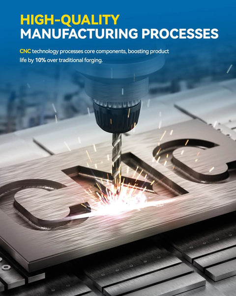 CNC machine milling metal with sparks, highlighting high-quality manufacturing processes.