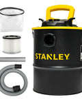 Heavy Duty 4 Gallon Ash Vacuum For Wood Stoves And Fireplaces with metal canister, filters, and hose accessories.