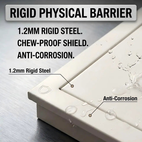 No Sweat Steel Access Panel For Drywall Featuring Keyed Lock And Flush Mount Setup To Hide Valves While Keeping Your Walls Clean And Plumbing Systems Fully Squared Away, showcasing 1.2mm rigid steel with water droplets.