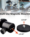 24Lb Magnetic Camera Mount With Rubber Coated Neodymium Magnet And Mini Ball Head 1/4-20 Male Thread For Security Cameras