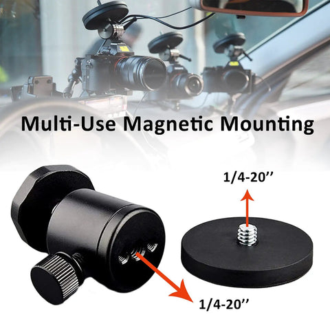 24Lb Magnetic Camera Mount With Rubber Coated Neodymium Magnet And Mini Ball Head 1/4-20 Male Thread For Security Cameras