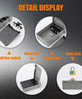 Built Tough And Weatherproof 60 Amp AC Disconnect Switch Box For Outdoor Units showing terminals and safe lock mechanism in galvanized steel box.