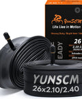 Heavy Duty 26 Inch Bicycle Inner Tubes 26x2.10 To 26x2.40 AV32mm Schrader Valve next to box packaging