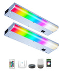 Smart Under Cabinet Lighting Kit With Alexa And Google Control, Dimmable, Linkable 120V Kitchen Lights, 2 Bar 12 Inch LED RGB