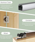 60 Inch Bifold Door Hardware Kit For Four Doors Top Mounted Sliding Barn Style Rails and Rollers Detail View