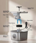 Exploded view of Quiet Stainless Steel Cat Water Fountain 2.8L With 20dB Ultra Quiet Pump, showing components.