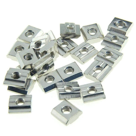 30 Pcs 3030 Series Sliding T Nuts M6 Thread For 8mm T Slot Aluminum Extrusion Profile Hammer Head Style Easy Slide In High Hardness Carbon Steel