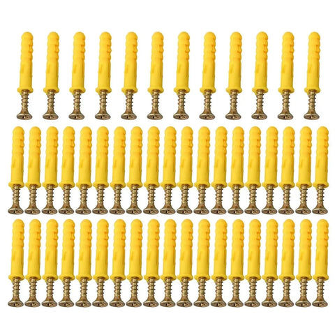 50 Pack M6x40 Self Drilling Expansion Screws Wall Anchors For Drywall Yellow Zinc Plated Carbon Steel Rust Resistant No Prep Install Heavy Duty Mounting Kit For Shelves TV Brackets, assorted yellow anchors