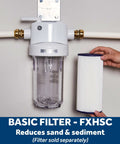 Whole House Water Filtration System Built Tough With Clear Sump, Reduces Sediment, Rust, Dirt And More, Includes Install Kit GXWH40L