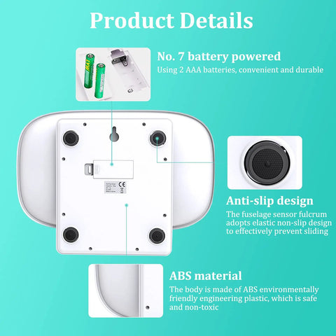 Portable Mini Pet Scale With Tray 22 Lb Capacity LCD Digital Weighing Scale back view showing battery compartment and anti-slip design