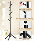 Sturdy Wooden Coat Rack Freestanding With Eight Hooks And Three Adjustable Heights 24 48 69 Inches, easy assembly shown