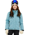 Girls Windproof Hooded Mountaineering Jacket For Ski And Snowboard Sessions Cozy Warm Winter Coat With Detachable Hood Blue Size 8