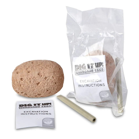 Totally Dig It Up Dinosaur Eggs Excavation Kit For Kids Hands On Paleontology Adventure Learn To Identify Dinosaurs With Excavation Guide Classroom Friendly STEM Activity Family Fun, clay egg and chisel