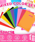 50 Pack Multicolor Party Favor Gift Bags 8x11 Inches With Handles Reusable Plastic Goodie Bags displayed in various colors