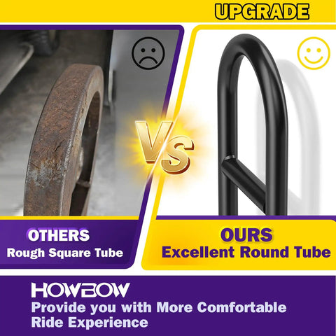 Comparison of rusted square tube vs black Rear Seat Grab Bar for Golf Carts Universal Round Pipe Handle Rail 27 to 34 Inch