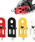 Heavy Duty Single Speed Chain Tensioner And Rear Derailleur Adjuster For Mountain Bikes And Road Cycles in red, black, yellow, white.
