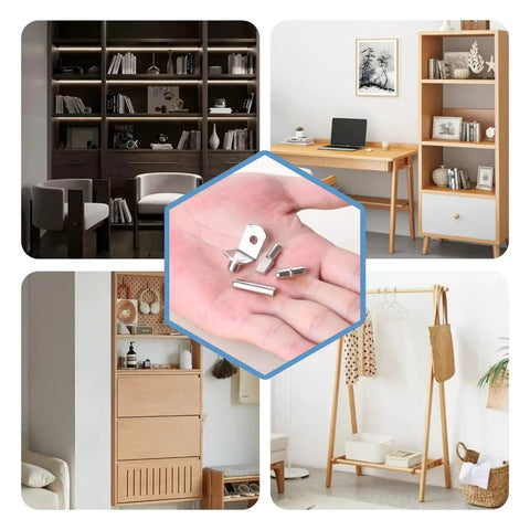 Rock Solid 108 Piece Shelf Pins Kit Featuring Premium Nickel Plated Steel Cabinet Pegs displayed with shelf support hardware hands-on.