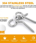 Heavy Duty 3.2 Inch 304 Stainless Steel Screw Eyes 6 Pack for Hammock Stand rust resistant and easy to install