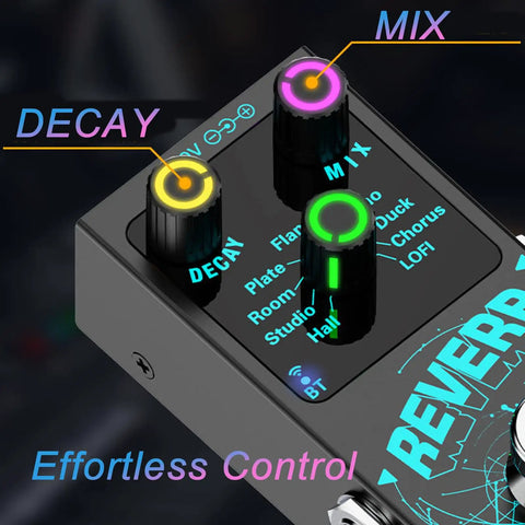 Bangin Compact Digital Reverb Guitar Pedal With 9 Modes Room Hall Chorus Duck Plate Studio Echo LoFi, easy control knobs