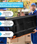 Heavy Duty Padded Moving Blankets 72 By 40 Inches, 12 Pack For Safe Furniture Moving held by movers