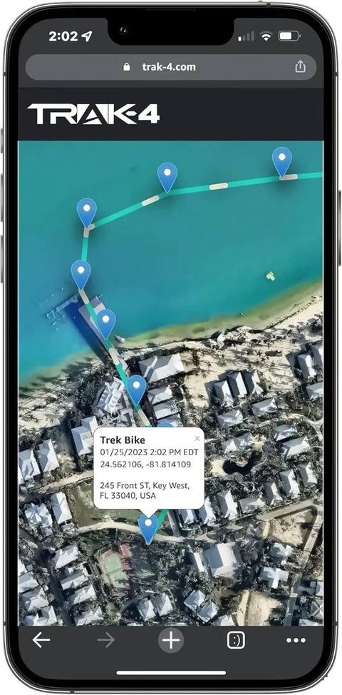 Self Charging Solar GPS Tracker For Trailers, Equipment, Vehicles And Assets With Rugged Waterproof Global Tracking app on phone screen