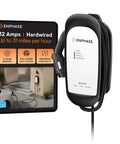 Tough Level 2 EV Charger For Home Garages With 25 Ft Cord And Standard J1772 Plug Hardwired Setup Gets You Up To 31 Miles Of Range Per Hour, compact wall unit and display.