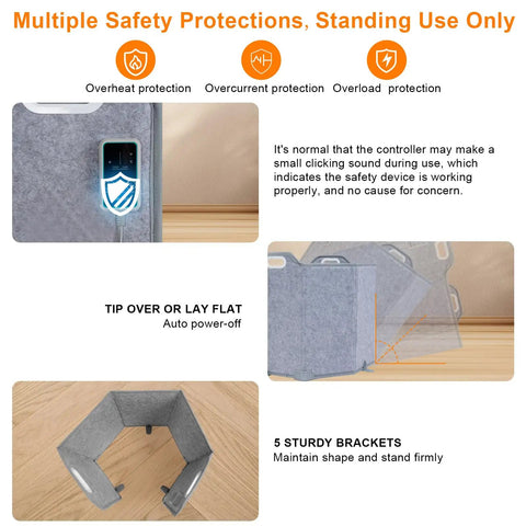 Foldable Under Desk Heater With Blanket Cozy Five Fold Plus Size Eight Temperature Levels Leg And Foot Warmer safety features