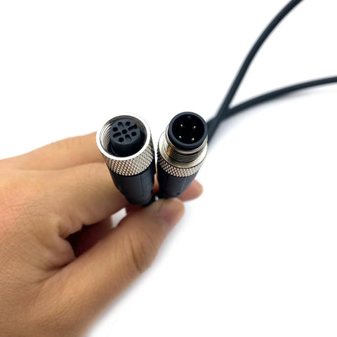 Industrial M12 4-Pin A-Code Straight Male To Female Connector Cable 1 Meter PVC AWG22 250V 4A in hand close-up