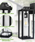 Hella Bright 16-Inch Outdoor Wall Lanterns, Rugged 2-Pack Exterior House Lights Featuring Thick Clear Glass Shades shown from front with clear glass and metal