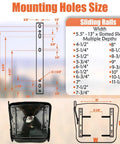 Mounting holes size diagram and sliding rails dimensions for Heavy Duty Forklift Seat For Mowers And Industrial Equipment