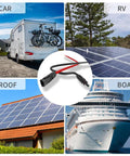 10 AWG Solar Panel Extension Cable Pair Three Feet Long Red And Black PV Wire With Male And Female Connectors For RVs Off Grid Power Systems Durable Insulation Weather Resistant And Easy Plug And Play