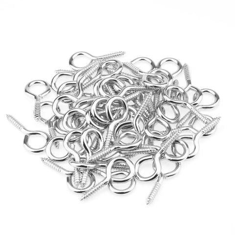 50 Pack Size 8 Screw Eyes Nickel Plated Steel Screw In Eye Hooks Silver Rust Resistant Heavy Duty Hardware Built Tough So You Can Hang Whatever Comes Your Way Without Any Sweat At All.
