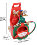 All in One Portable Oxy Acetylene Torch Kit for Welding and Cutting, 68cm red carry tote with hoses and dual gauge regulators