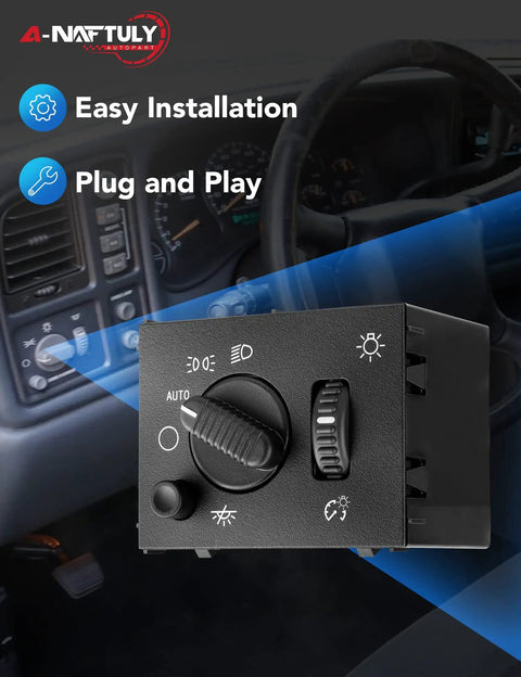 Top Tier Headlight Dimmer Switch Replacement For 2003 To 2007 Chevy Silverado And Gmc Sierra 1500, displaying smooth brightness adjustment and plug-and-play design.